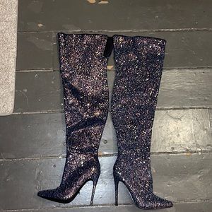 Thigh high sparkly heels